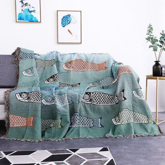 Modern minimalist koi patterned sofa blanket can be used as a soft carpet tablecloth decoration dust-proof