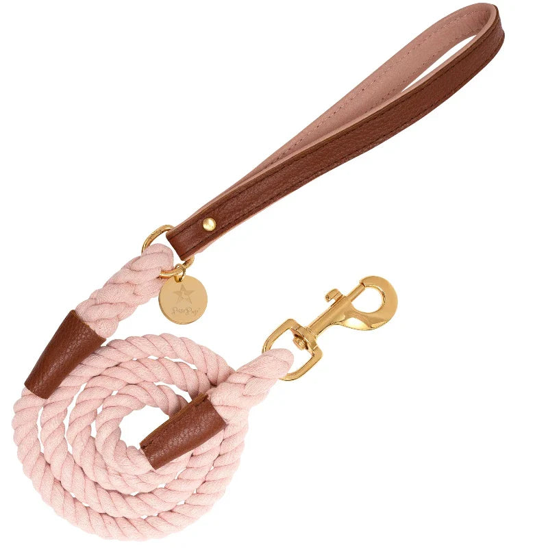 Luxury Leather Dog Leash Bella Rose