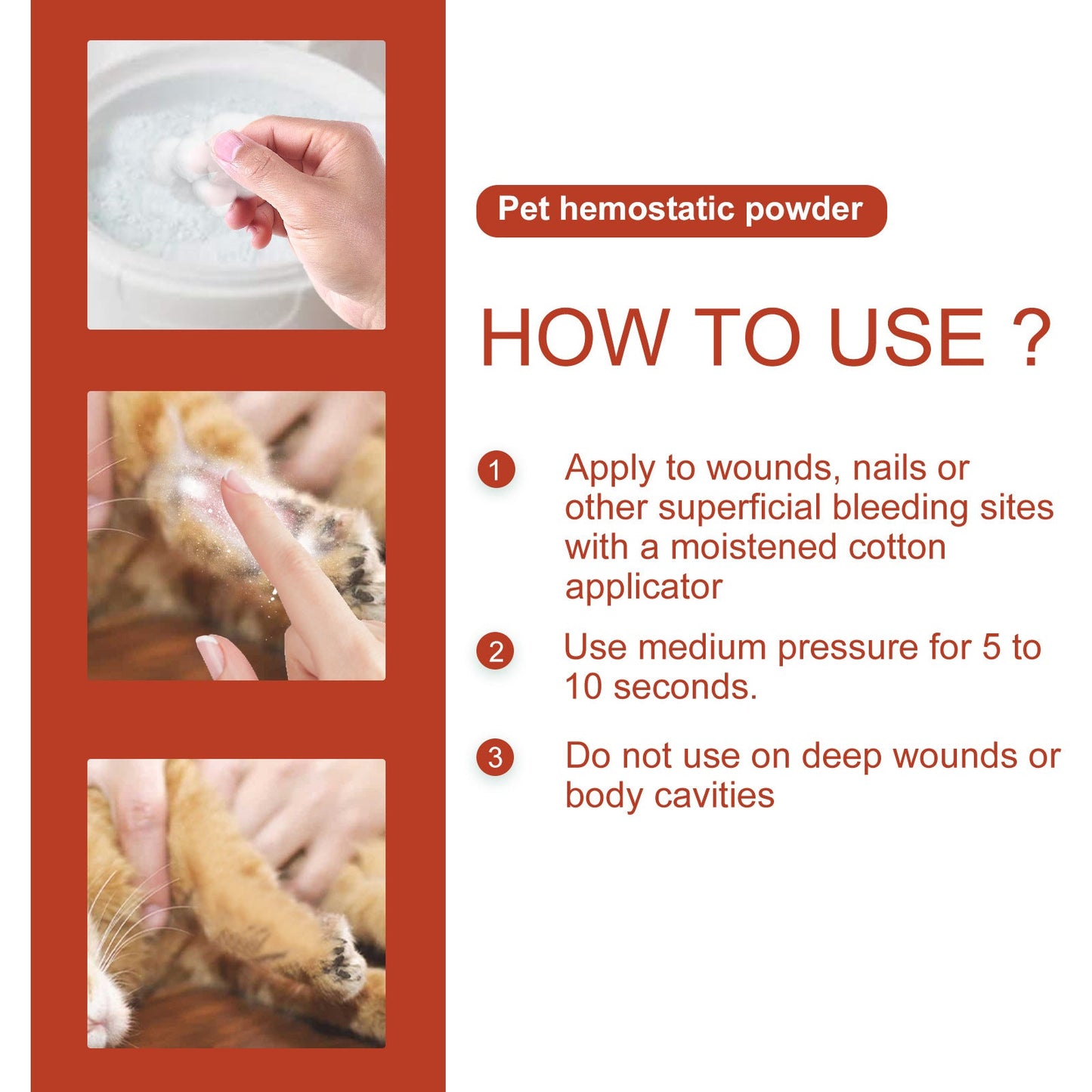 Pet Hemostatic Powder, Skin Wound Cleaning Styptic Powder For Cats And Dogs Soothing Wound Healing Powder For Pets