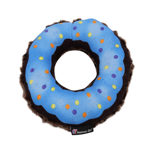 Dog Toy Nuggle Donut Interactive Plush Chew Play Durable Fun - detail view