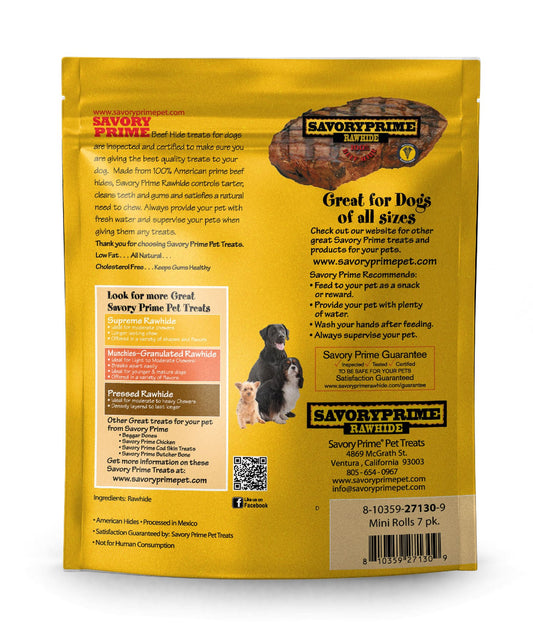 Savory Prime AMERICAN Mini Retriever Rolls White (7pk) - Dog Chews - The Family Pet