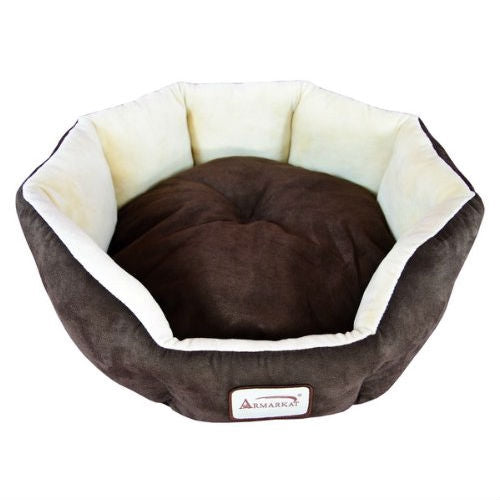 Mocha Beige Round Oval Pet Bed for Small Dogs or Cats - Bedroom > Cat and Dog Beds - HomePacific