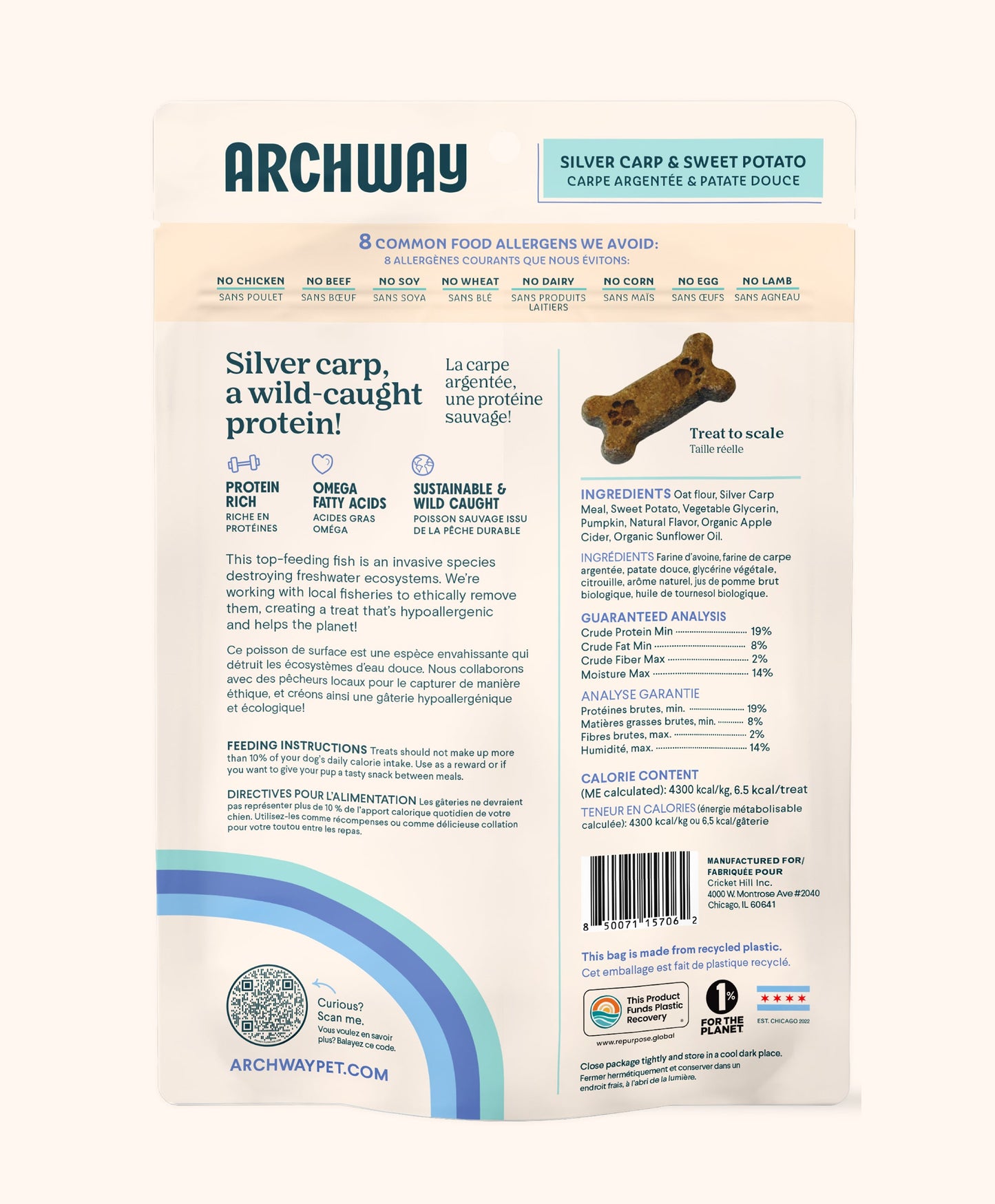 Silver Carp and Sweet Potato - Dog Treats - Arch Pet Food