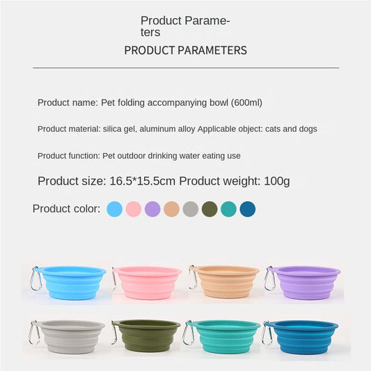 Silicone Foldable Bowl Portable Pet Bowl 600ml Cat Bowl