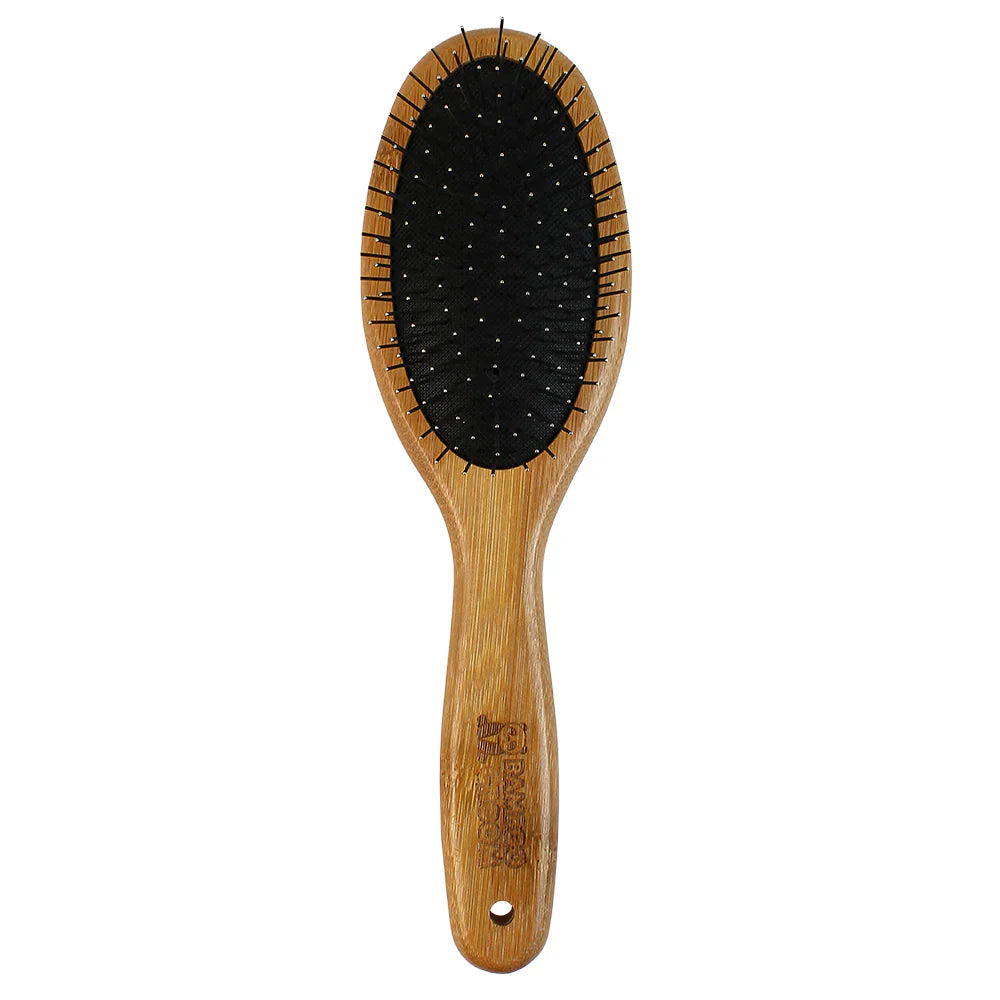 Bamboo Groom Oval Pin Brush with Stainless Steel Pins- Large