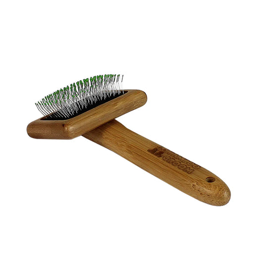 Bamboo Groom Soft Slicker Brush with Stainless Steel Pins & Comfort Tips - Small - The Family Pet
