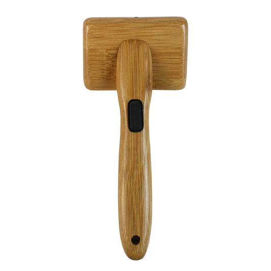 Bamboo Groom Soft Slicker Brush with Stainless Steel Pins & Comfort Tips - Small - The Family Pet