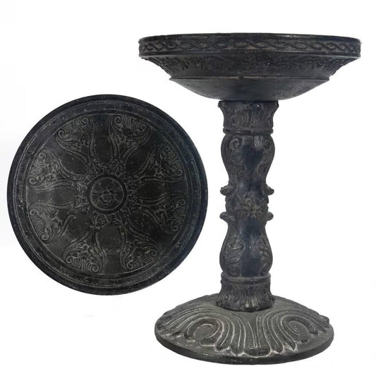 Bird Bath – Fiberglass Garden Basin in Black Charcoal Stone