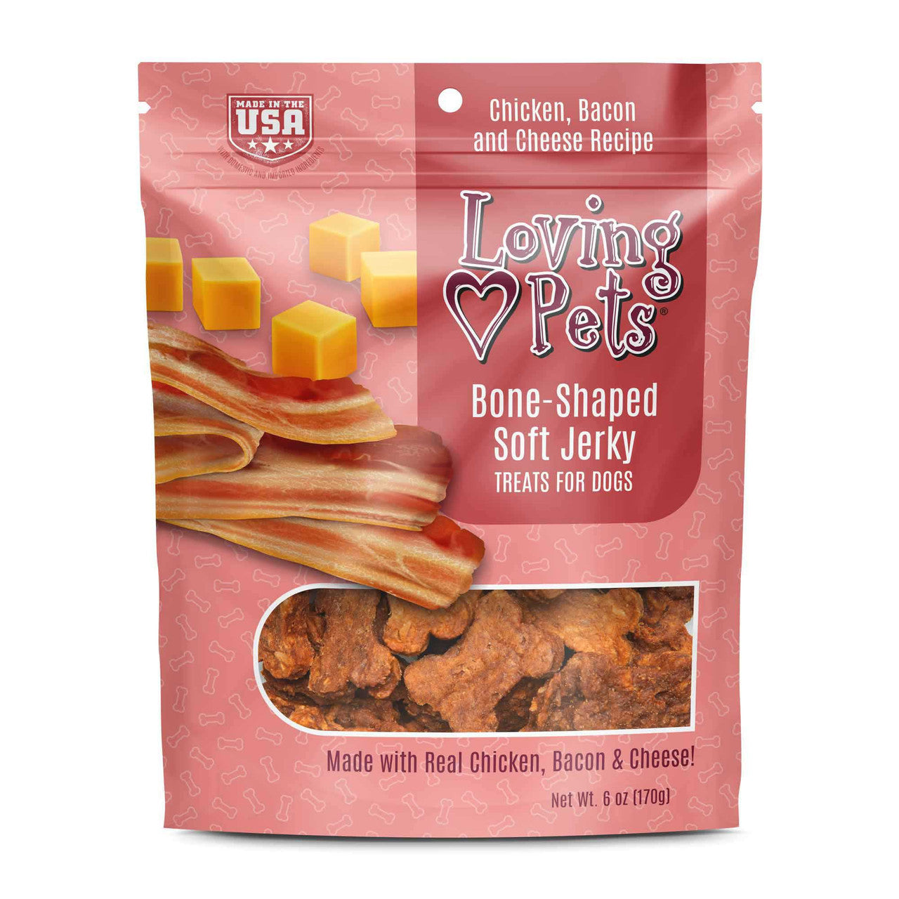 Bacon Dog Treats Soft Jerky Cheese 6oz USA ๐ฅ