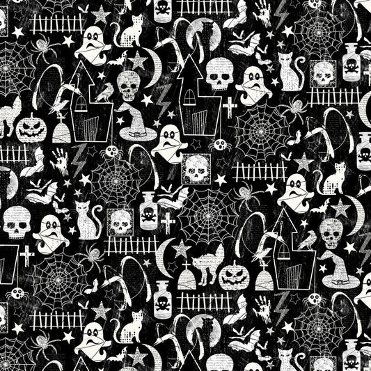 Dog Bandana - B&W Halloween