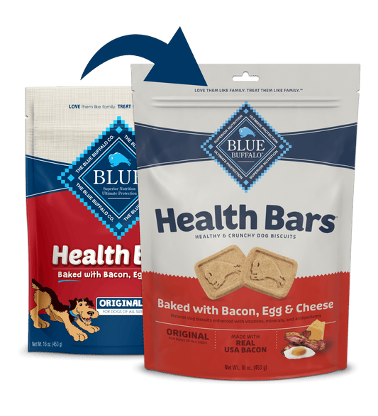 Blue Buffalo Blue Health Bar Crunchy Dog Biscuits Baked with Bacon, Egg and Cheese (16oz) - Crunchy Dog Treats - The Family Pet