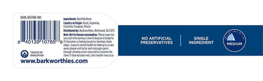 Barkworthies Beef Rib Bone Dog Treat