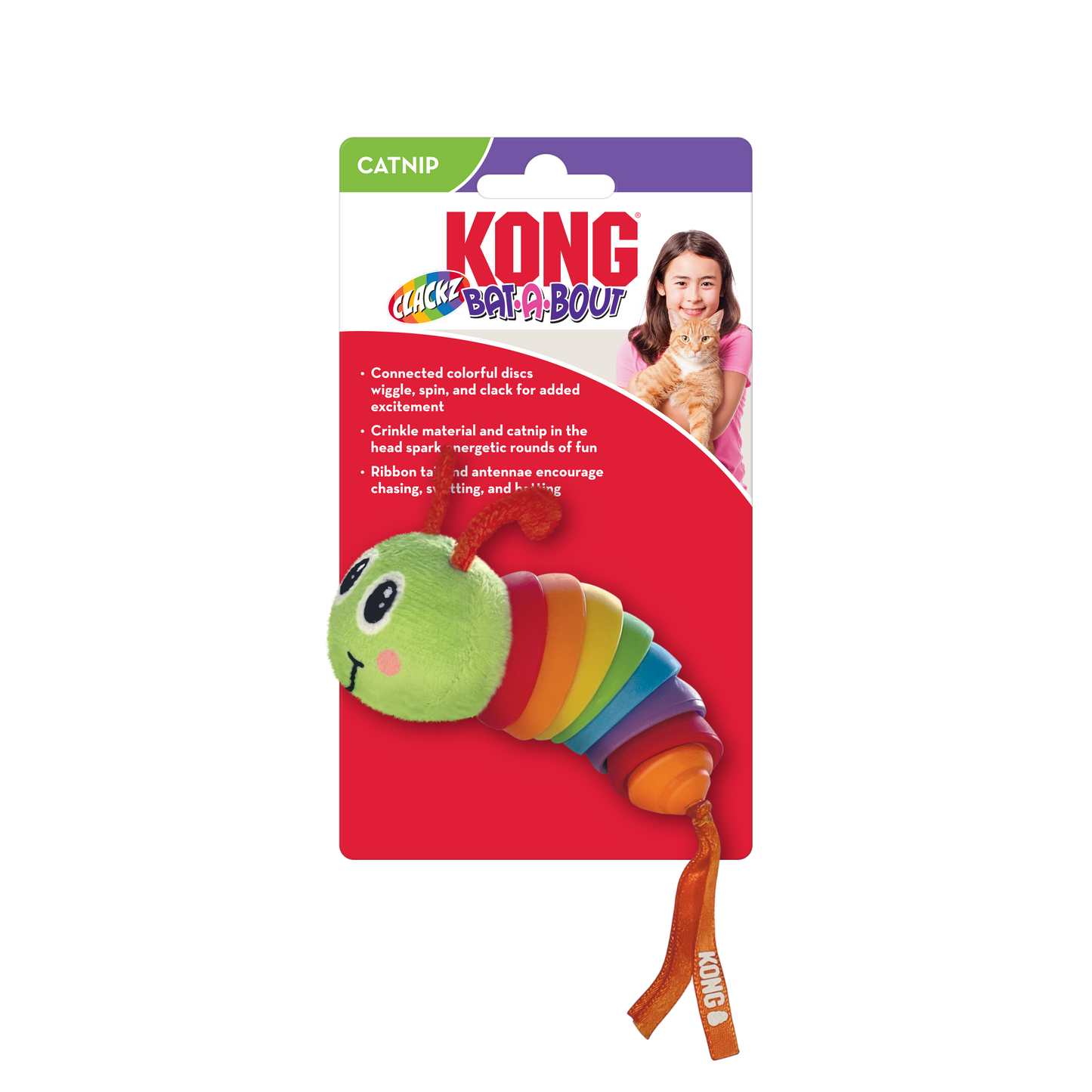 Kong Bat - A - Bout Clackz Caterpillar - Kong Cat Toys - The Family Pet