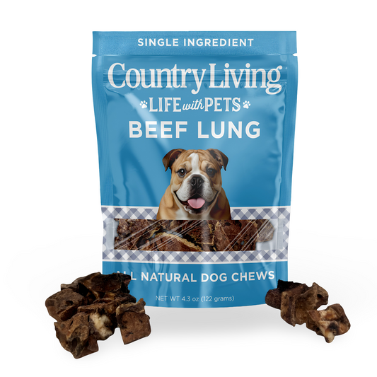 Country Living 4โ-6โ Beef Lung Slices Dog Treats โ 8oz Bag โ 100% Natural, Single-Ingredient, High-Protein, Grain-Free Dog Treats โ Crunchy & Lightweight - Purrfect Pet Kingdom