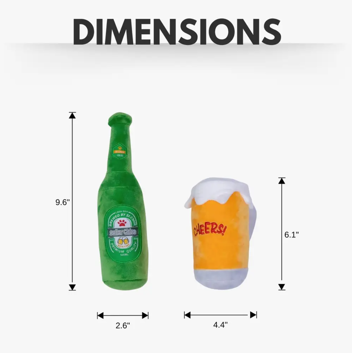 Dog Toy Beers-Cheers Plush Squeaker 3-Pack Set