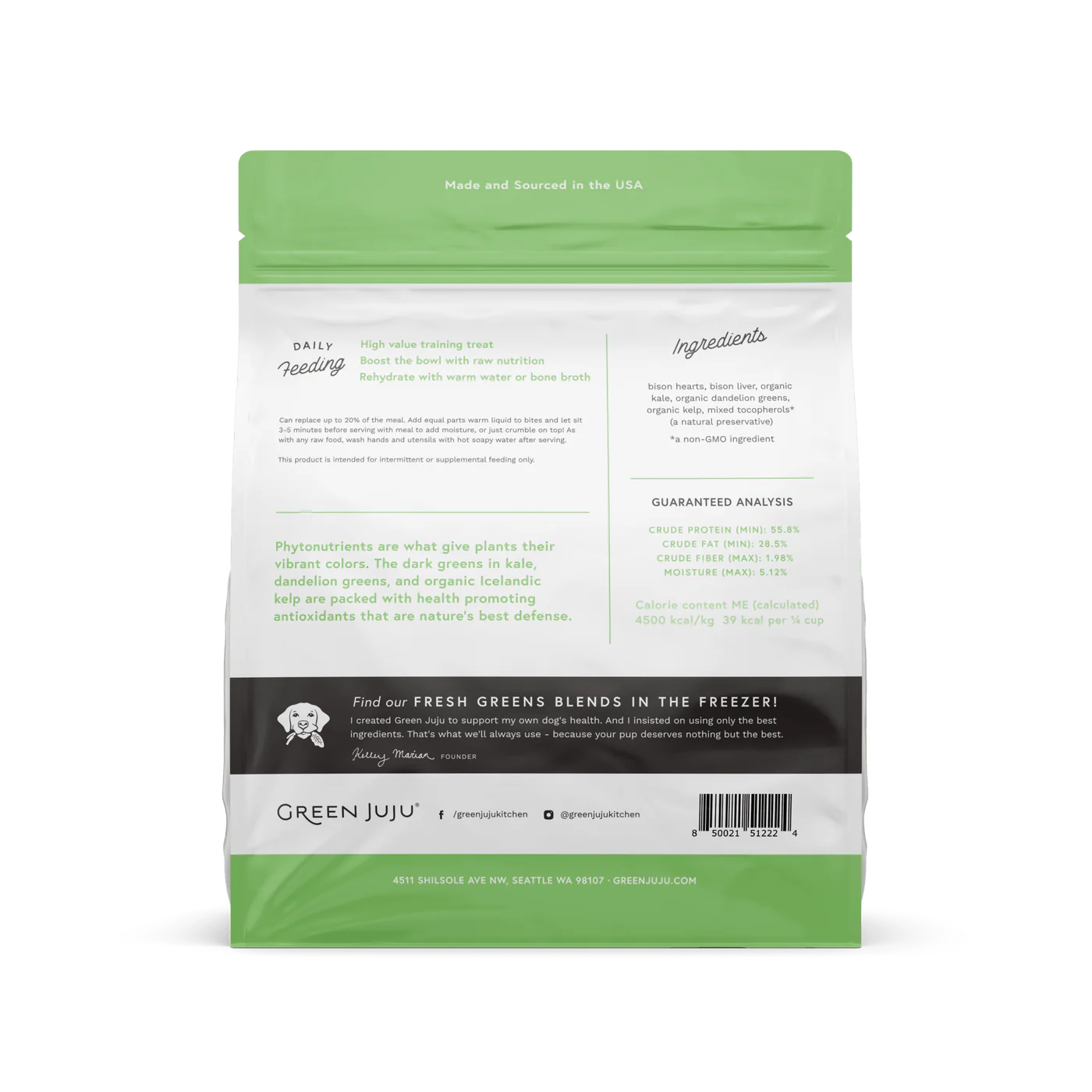 Green Juju Freeze Dried Bison Green Whole Food Bites (16OZ) - Green Juju Dog Treats - The Family Pet