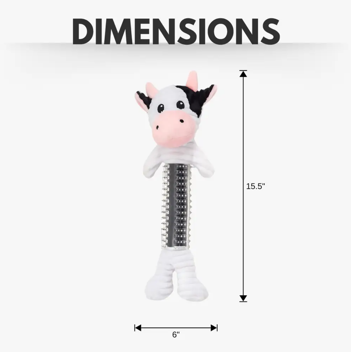Cow Plush Dog Toy Squeaker Crinkle Paper Black White ๐