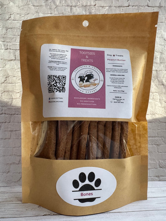 Tootsies & Treats Peanut Butter Bones (6oz) - Dog Treats - The Family Pet
