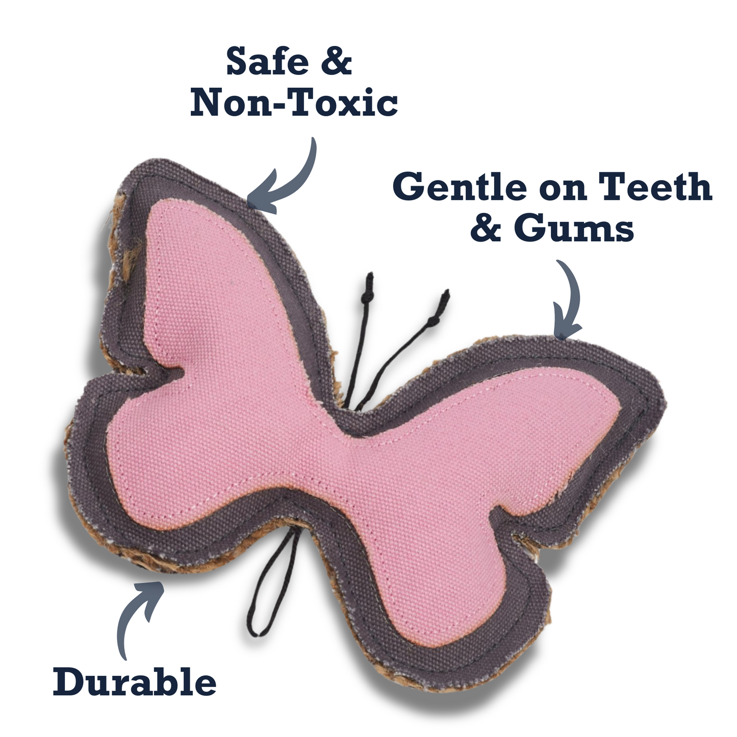 Butterfly Dog Chew Toy Canvas Jute Durable Safe 🦋