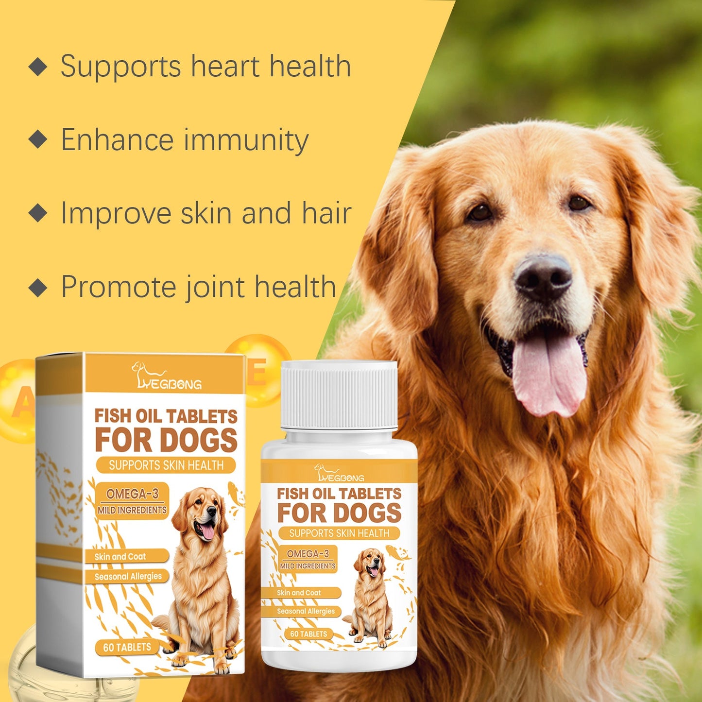 Dog Multi-Dimensional Fish Oil Tablet Pet Dog Hair Care Moisturize Skin Care Pet Health - Purrfect Pet Kingdom