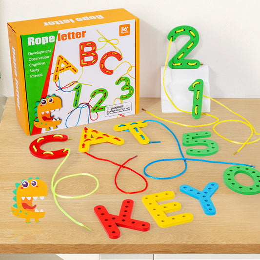 Number letter bead string children's building blocks threading rope early childhood education threading beads fine motor training puzzle toys