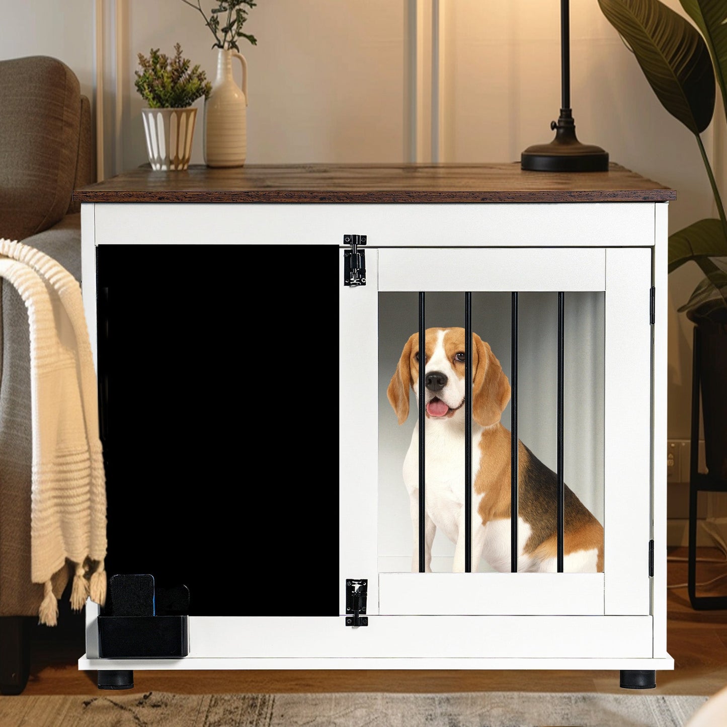 Doodle dog cage,kennel with 2 doors, dog crate interior furniture, heavy duty wooden dog cage for medium and small dogs, white - Purrfect Pet Kingdom