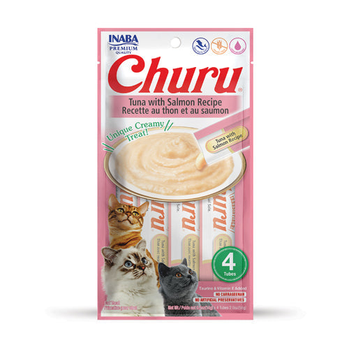Inaba Churu Puree Tuna with Salmon Recipe Cat Lickable Treats (0.5oz) - Inaba Lickable Cat Treats - The Family Pet