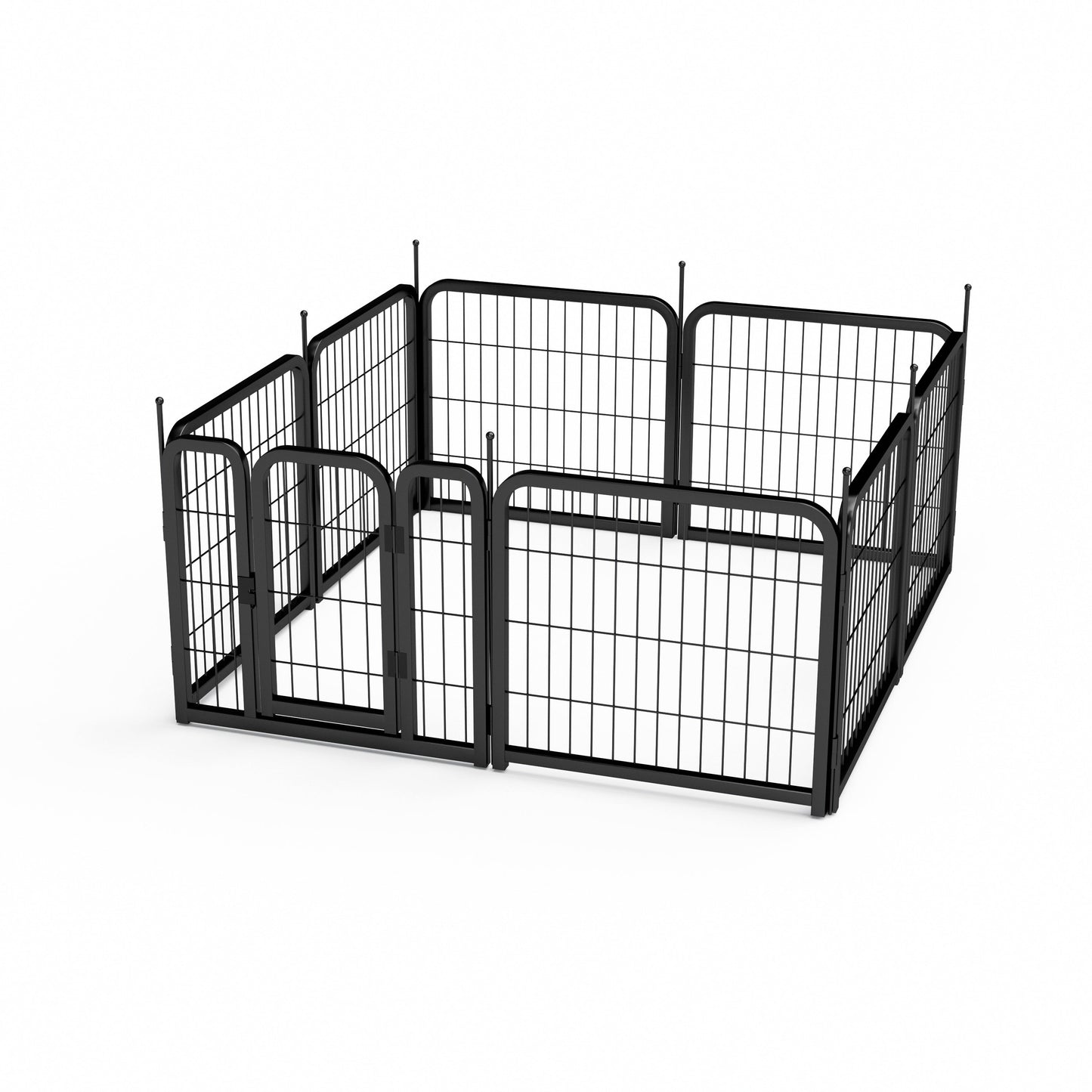 8-panel dog fence, 24 inch small dog pet fence, portable indoor pet game fence. Black, 22.2 inches wide x 23.6 inches high. - Purrfect Pet Kingdom