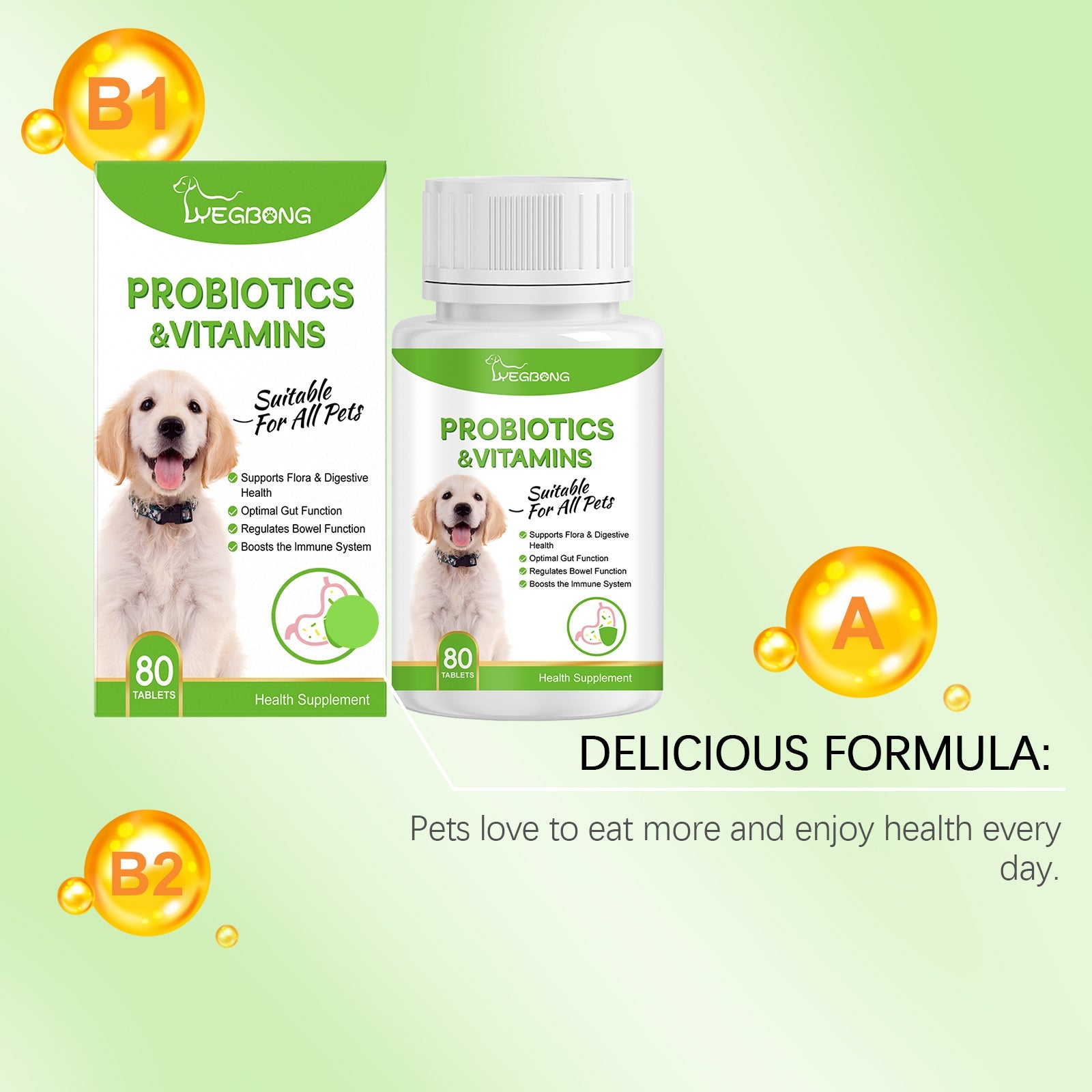 Pet Probiotic Tablets Improve Gut Health And Promote Nutritional Absorption Of Pet Care Supplements - Purrfect Pet Kingdom