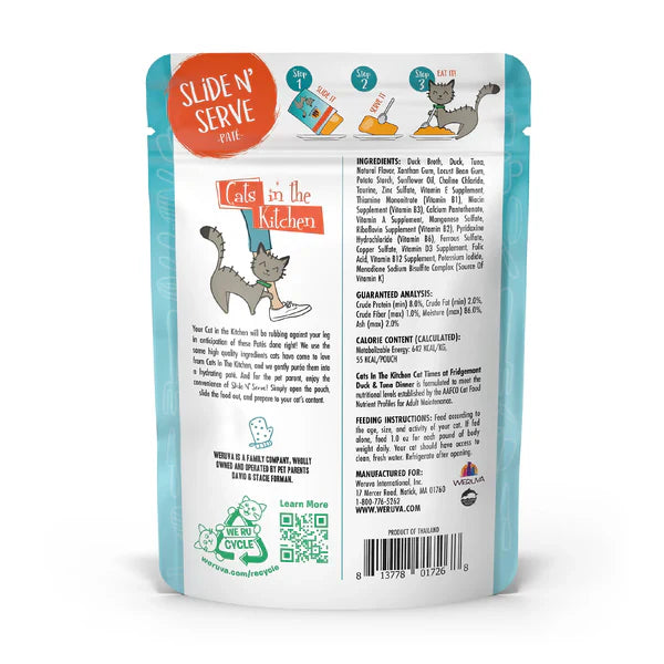 Cats in the Kitchen Paté Cat Times at Fridgemont Duck & Tuna Dinner in a Hydrating Purée (3oz) - Cats in the Kitchen Wet Cat Food - The Family Pet