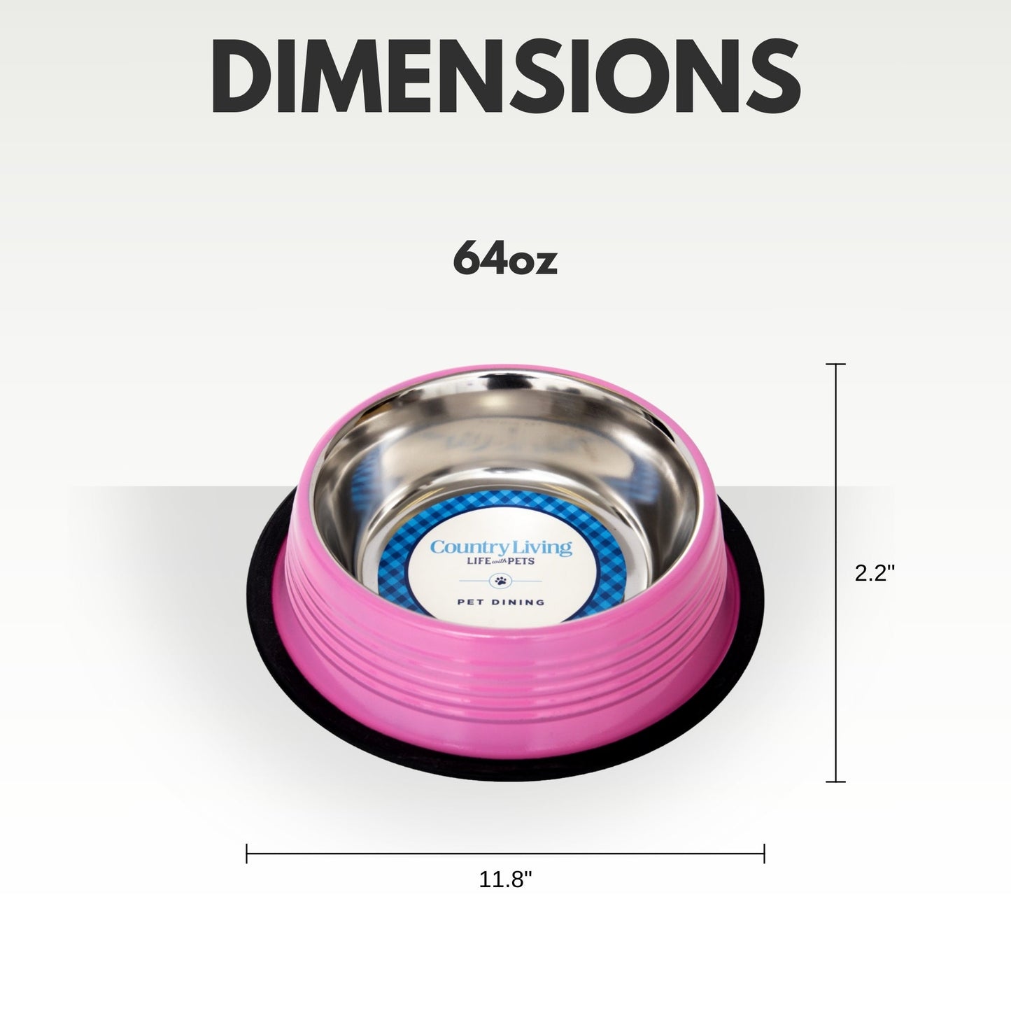 Country Living Set of 2 Ribbed Non-Slip Pet Bowls – Carnation Pink - Purrfect Pet Kingdom