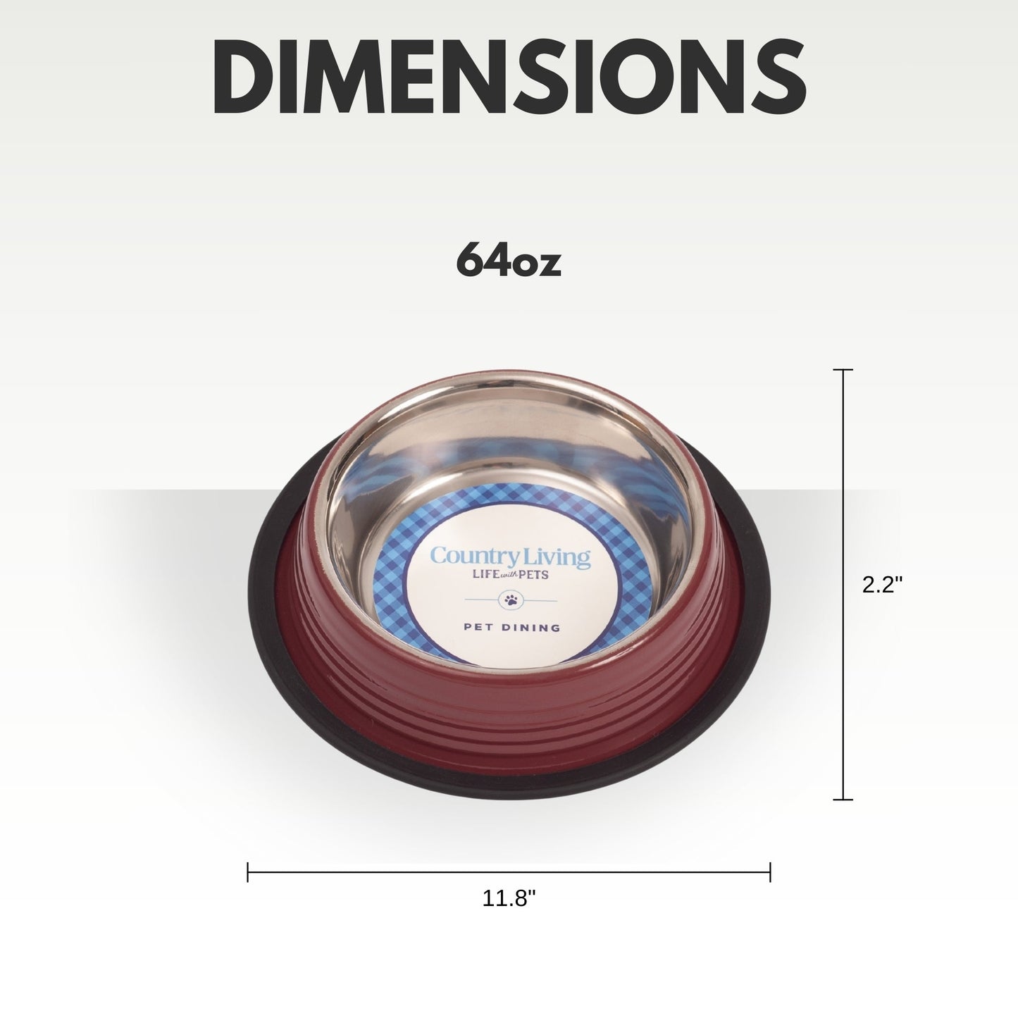 Country Living Set of 2 Ribbed Non-Slip Pet Bowls – Merlot Red - Purrfect Pet Kingdom