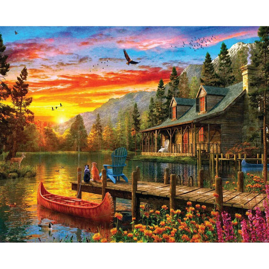 Cabin Evening Sunset 1500 Piece Jigsaw Puzzle Springbok