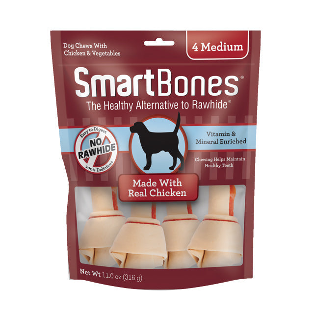 Smartbones Chicken Classic Bone Chews - Medium (4pk) (11oz) - Dog Chews - The Family Pet