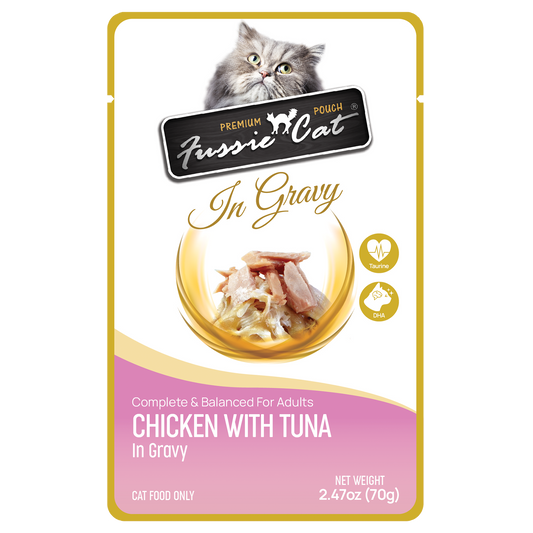 Fussie Cat Pouch - Chicken with Tuna in Gravy (2.47oz) - Wet Cat Food - The Family Pet