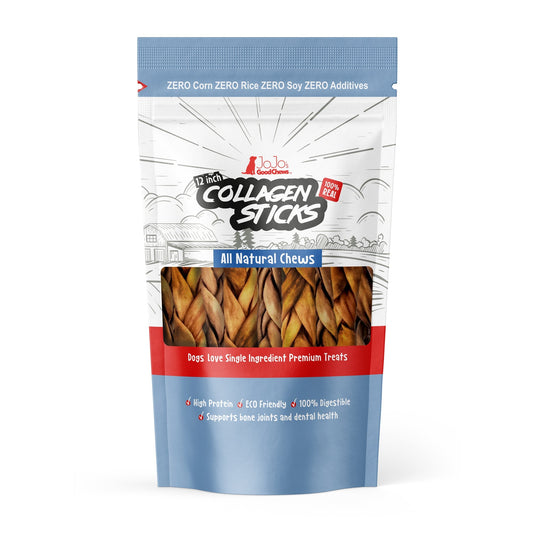 Braided Collagen Stick Dog Treats for Joint Health - 12-Inch Standard (4-Pack) - Purrfect Pet Kingdom