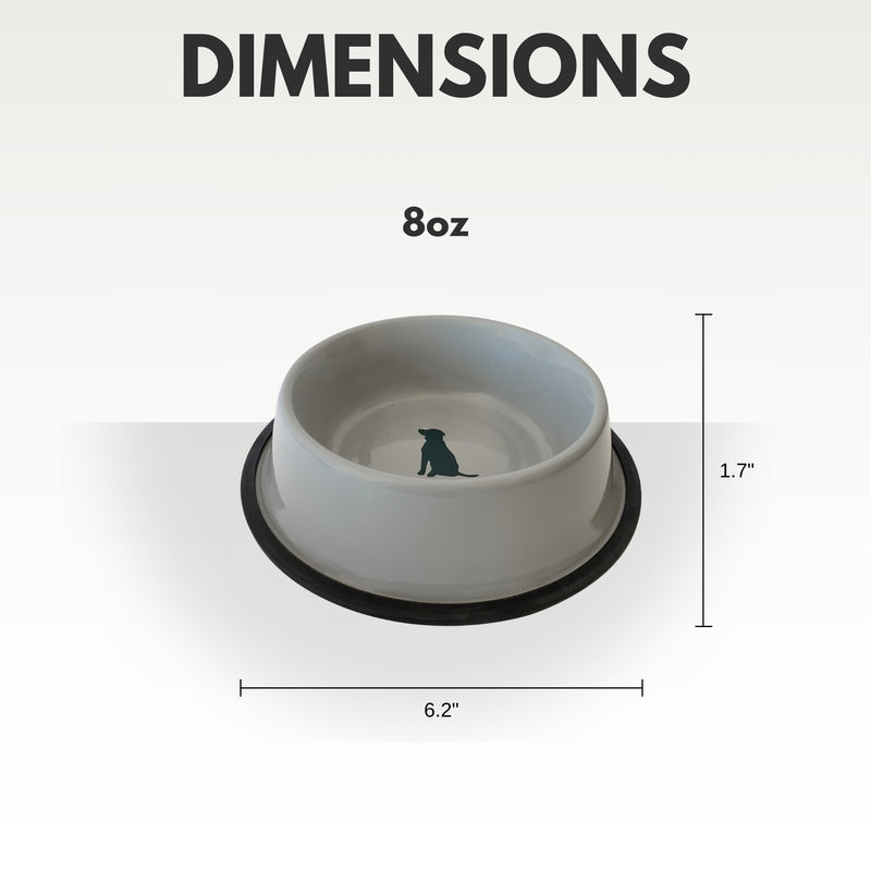 Non Skid Cool Gray Bowl with Teal Dog Design