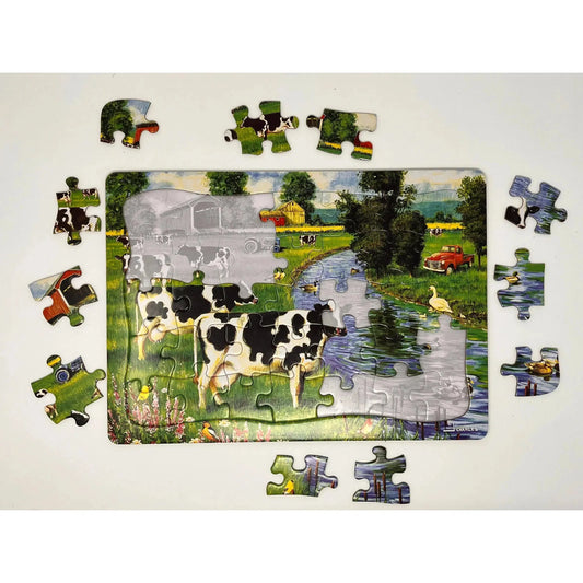 Cow Stream 35 Piece Tray Jigsaw Puzzle Cobble Hill
