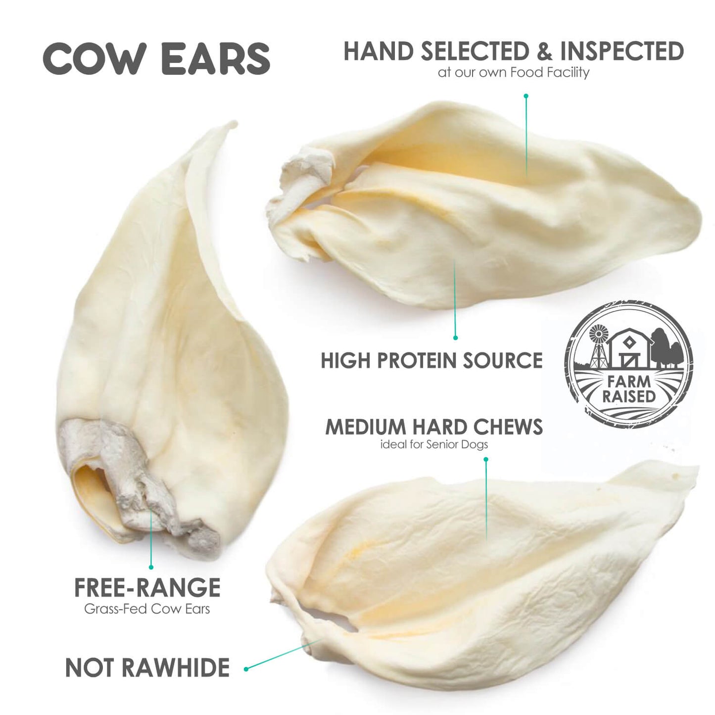 Dog Chews Cow Ears 15 Pack Natural ๐ฆด