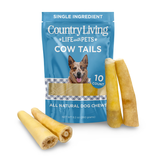Country Living 5โ-7โ Cow Tails Dog Chews โ 10 Count Bag โ All-Natural, Single-Ingredient, Long-Lasting Beef Chews โ High-Protein, Grain-Free โ Promotes Dental Health - Purrfect Pet Kingdom