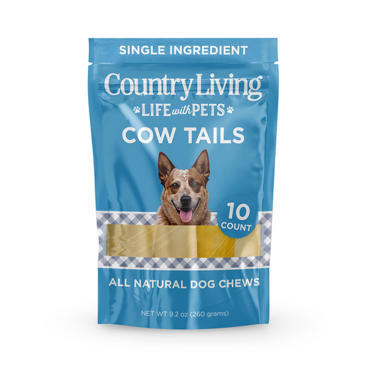 Country Living 5โ-7โ Cow Tails Dog Chews โ 10 Count Bag โ All-Natural, Single-Ingredient, Long-Lasting Beef Chews โ High-Protein, Grain-Free โ Promotes Dental Health - Purrfect Pet Kingdom