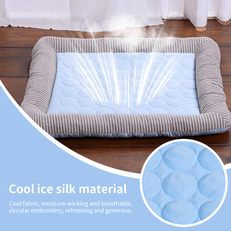 Premium Cooling Pet Mat Breathable Ice Silk Bed for Sum