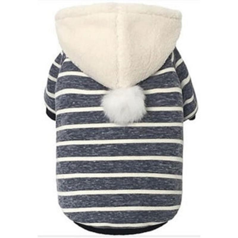 Striped Pom Pom Dog Hoodie - Only Available in Sizes MD and LG