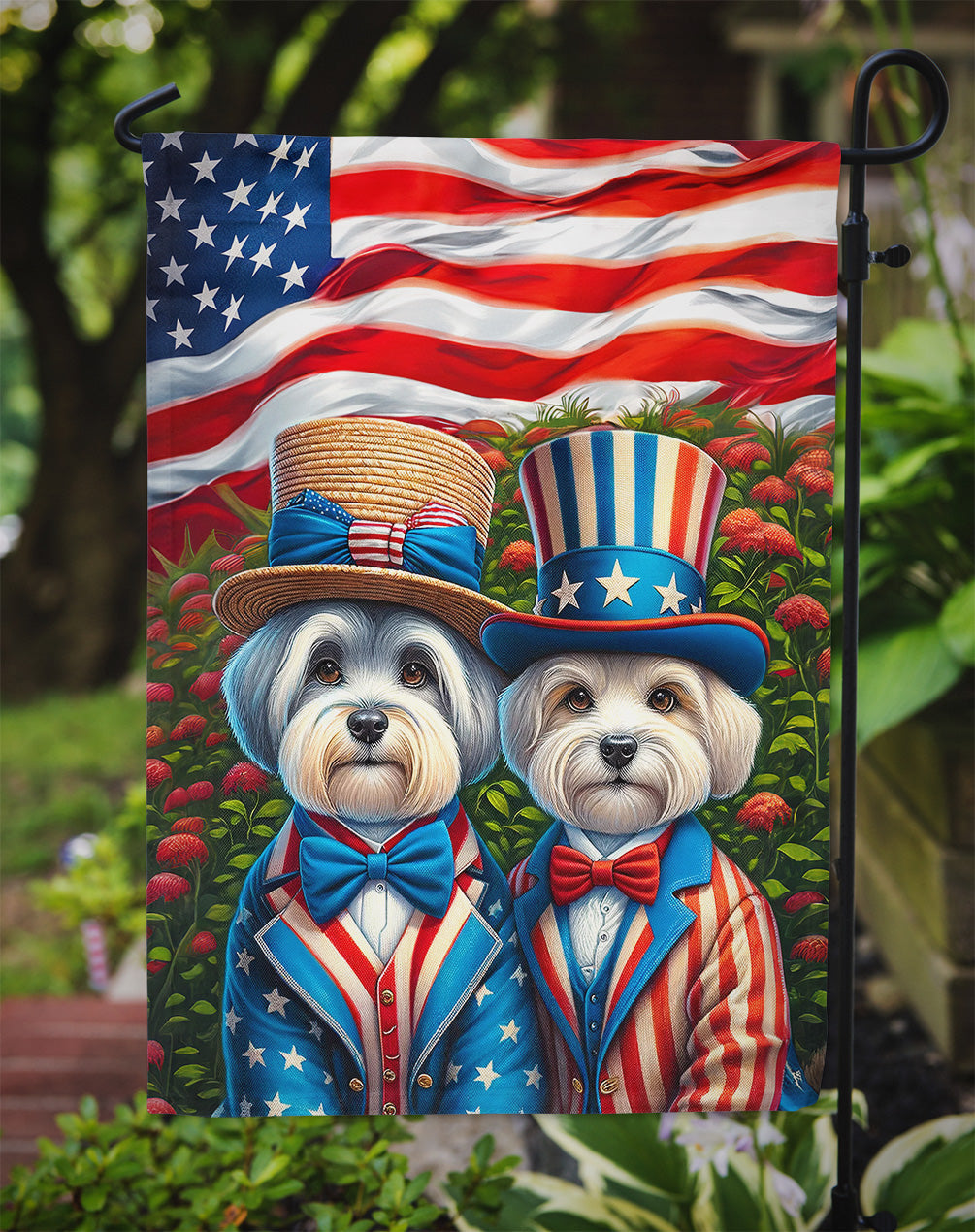 All American Dandie Dinmont Terrier Garden Flag – Dogs with American Flag Background by Caroline’s Treasures