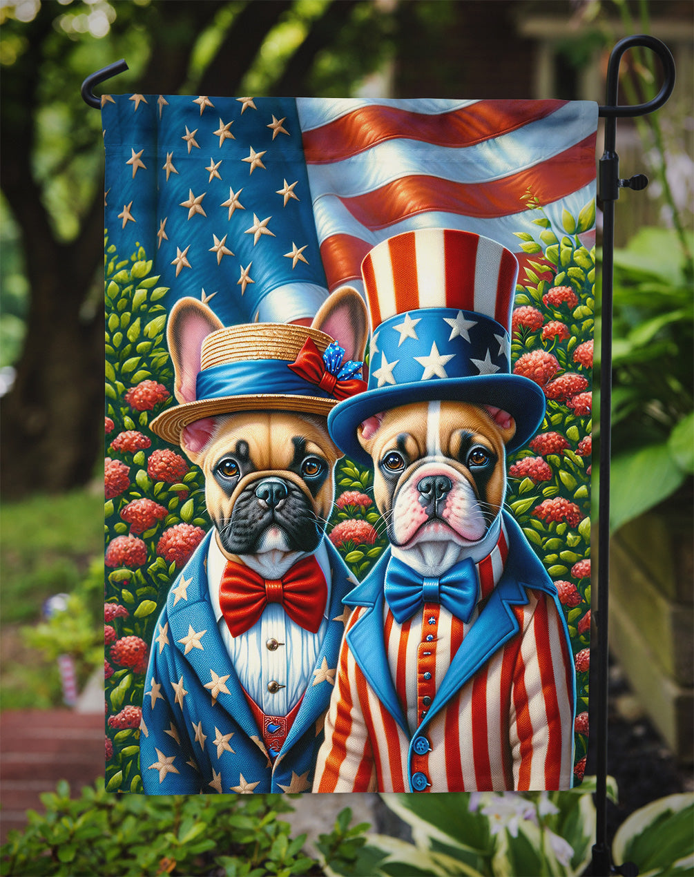 All American French Bulldog Garden Flag – Dogs with American Flag Background by Caroline’s Treasures