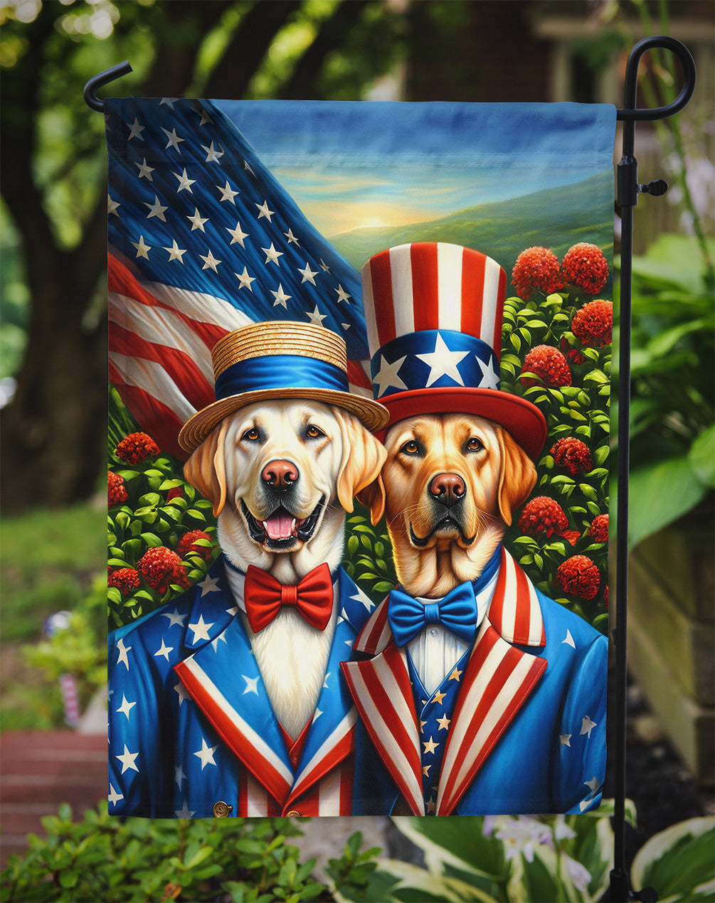 All American Labrador Retriever Garden Flag – Dogs with American Flag Background by Caroline’s Treasures