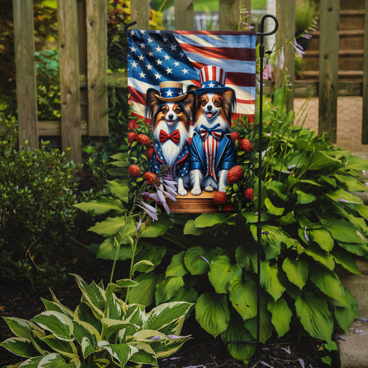 All American Papillon Garden Flag – Dogs with American Flag Background by Caroline’s Treasures