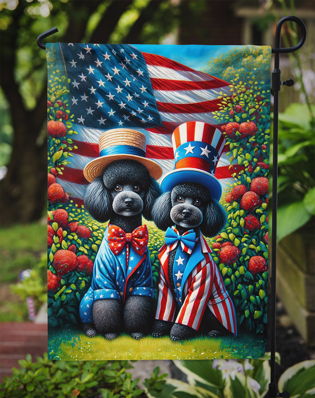 All American Poodle Garden Flag – Dogs with American Flag Background by Caroline’s Treasures