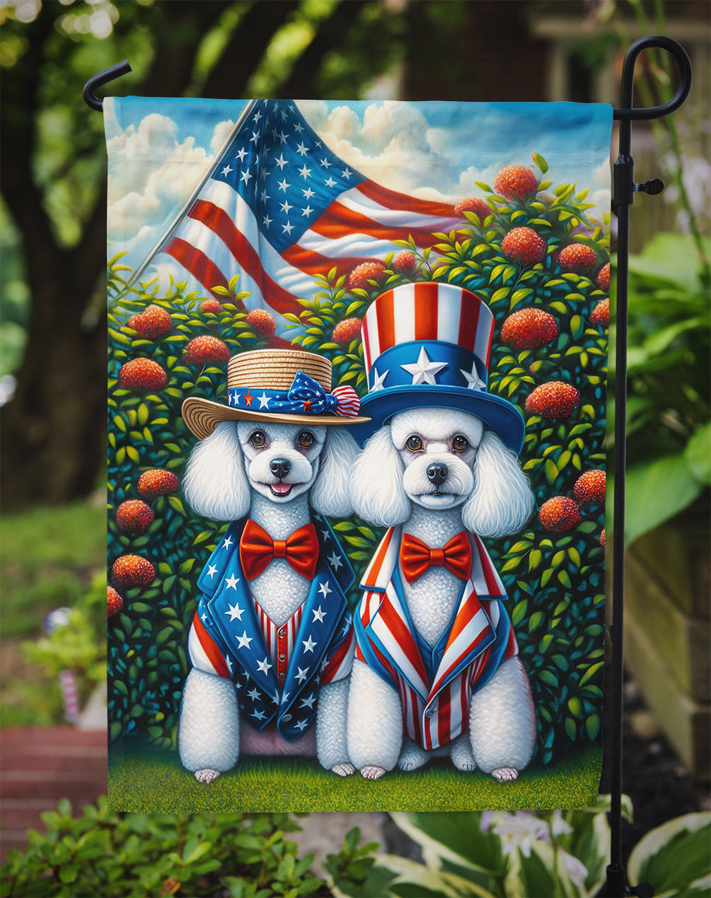 All American Poodle Garden Flag – Dogs with American Flag Background by Caroline’s Treasures