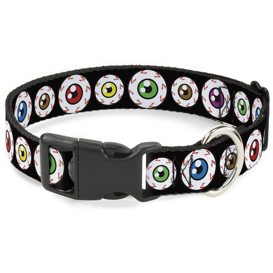Plastic Clip Collar - Eyeballs Black/Multi Color - Plastic Clip Collars - Buckle - Down
